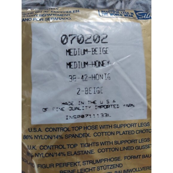 Vintage Silkies Control Top 722 Nylon Pantyhose Medium Beige Honey Support Legs - Picture 4 of 5